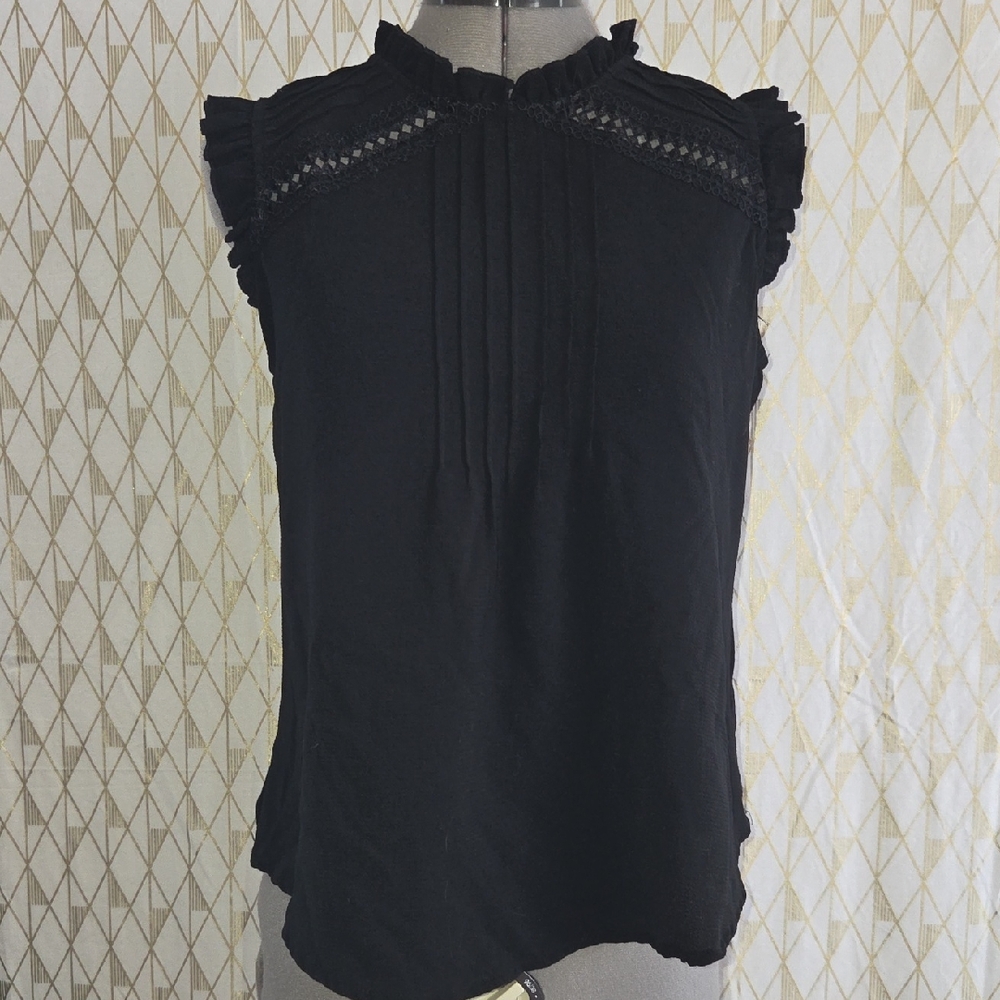 Soulmates Black Ruffle Lace Yoke Sleeveless Camisole